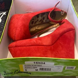 Sam Edelman red suede wedge like